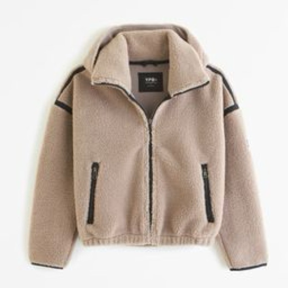 Beige Sherpa Zip-Up Jacket